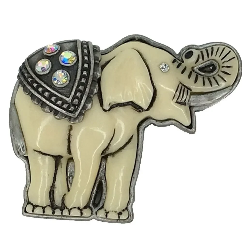 Vtg Elephant Brooch Aurora Borealis Trunk Up Whimsical Grandma‎ Fairycore Pin